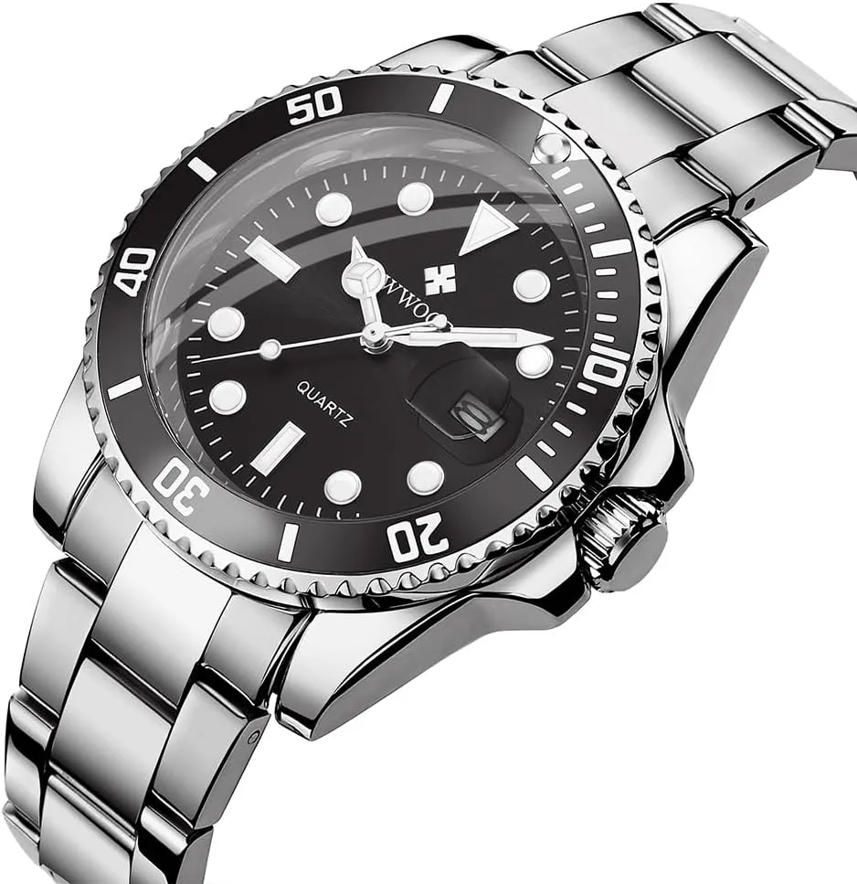 Big Face Analog Quartz Men Watch Stainless Steel Rotatable Bezel exponential devote brant upright religiously rancho Waterproof Mens Wrist Watches WWOOR Watch for Men Luxury 