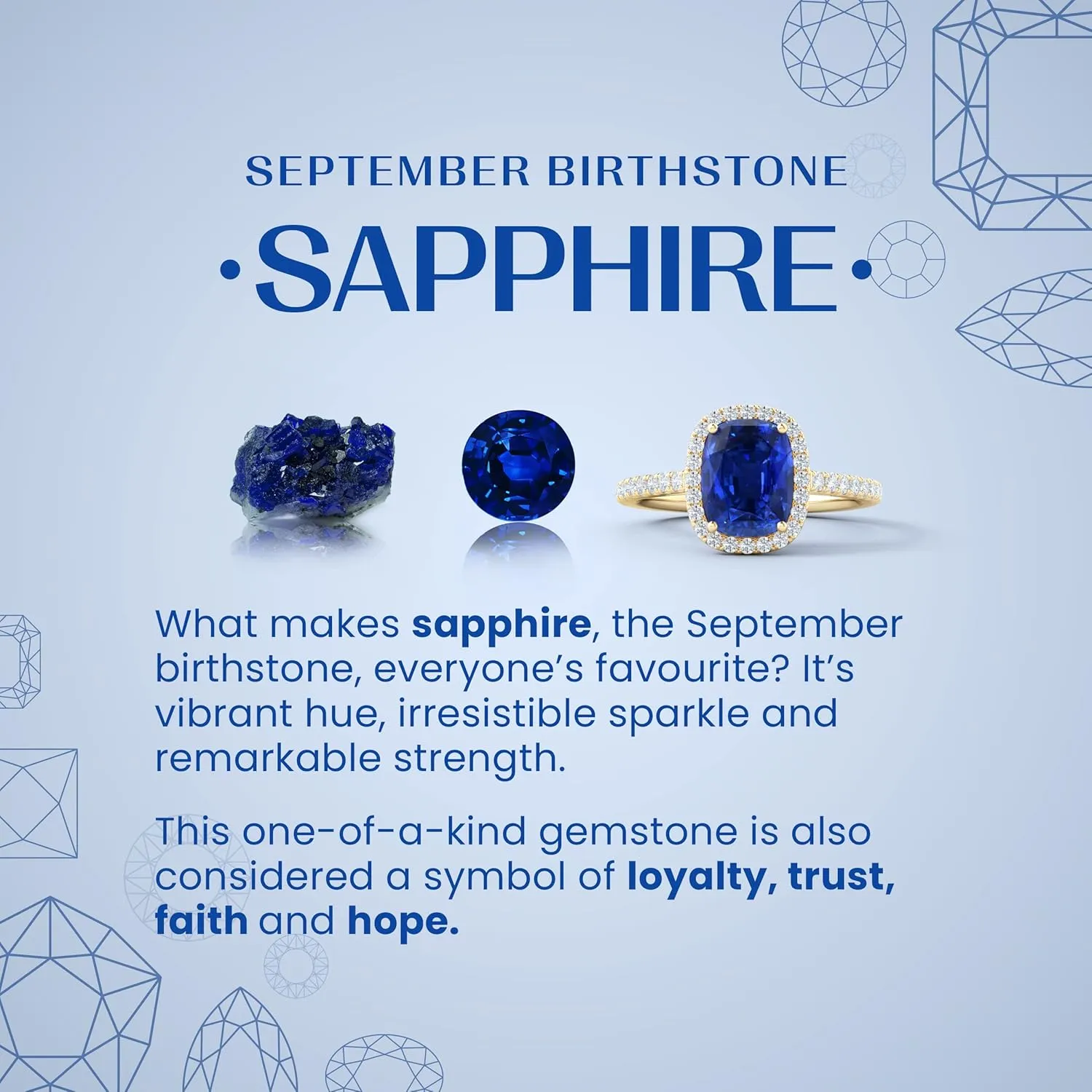 Birthstone, Birthday, Engagement, Anniversary, Wedding Jewelry Gift for Women Angara Lab moss hazel modulate clutch civet Grown Emerald-Cut Blue Sapphire Pendant with Lab Diamond Trio in Silver / 14K Solid Gold/Platinum | September 