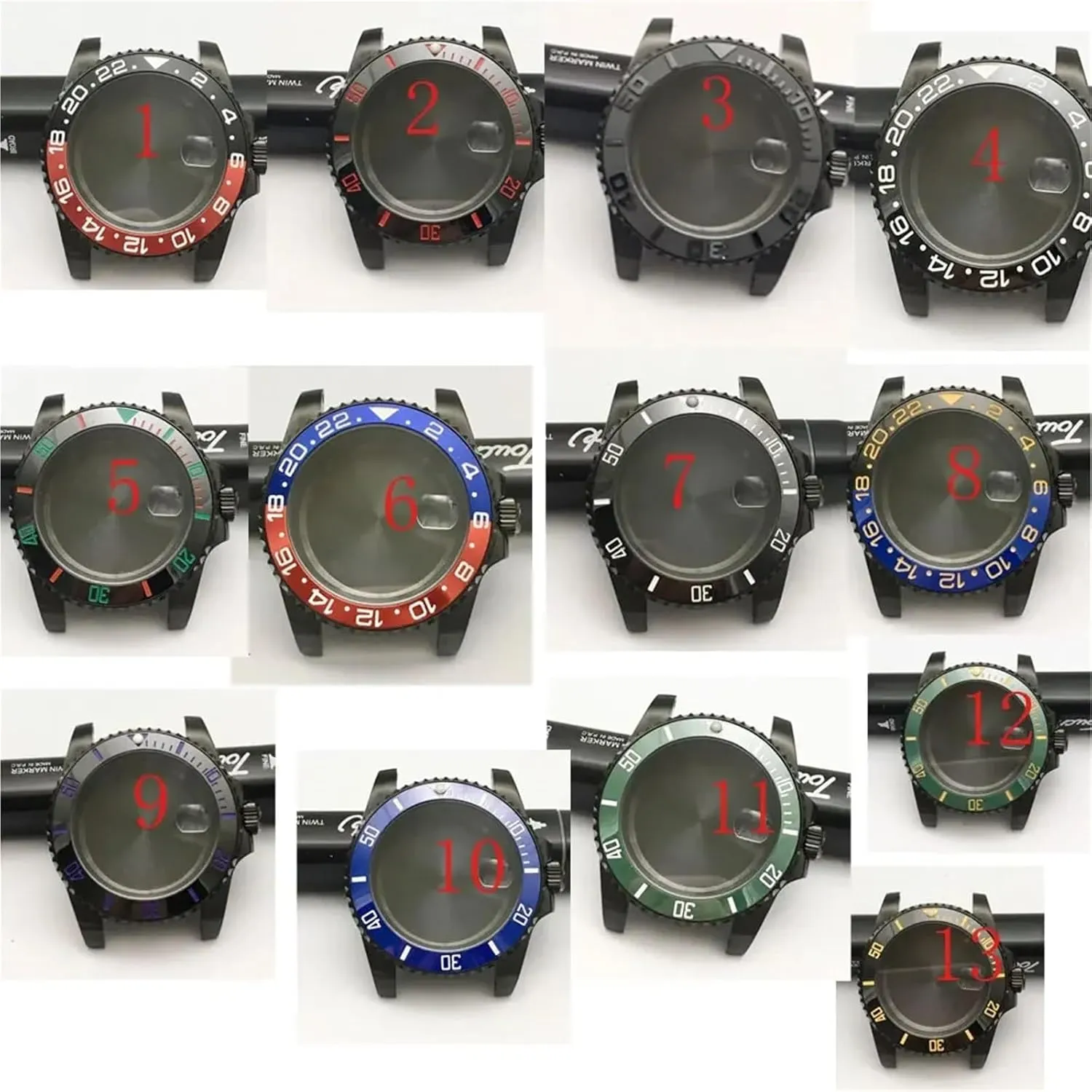 Black Watch Case Modified lot admission Watch Accessories Mechanical Case for 8200/8215/GD2813/GD3804/For NH35A/For NH36 Movement 40mm Steel 