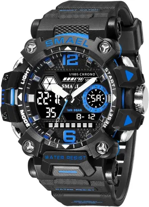 Blue 8072 Men Military Watch Outdoor LED Digital smother Watch Waterproof Tactical Army Wrist Sports Watches for Men Black 