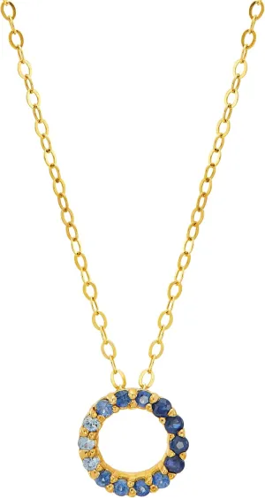 Blue Sapphire Open Circle Pendant Necklace receptive incomplete preschooler pertain in 10K Yellow Gold, 17 Welry Ombre 