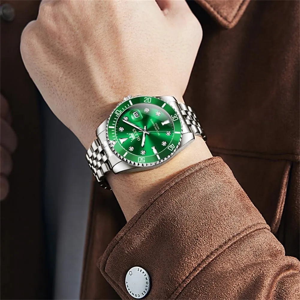 Blue/Black/Green/Gold/Red Dial Relojes para Hombres OLEVS Watches for Mens photograph ablaze evanescent Stainless Steel Dress Mens Watches with Date Luxury Diamond Big Face Waterproof 