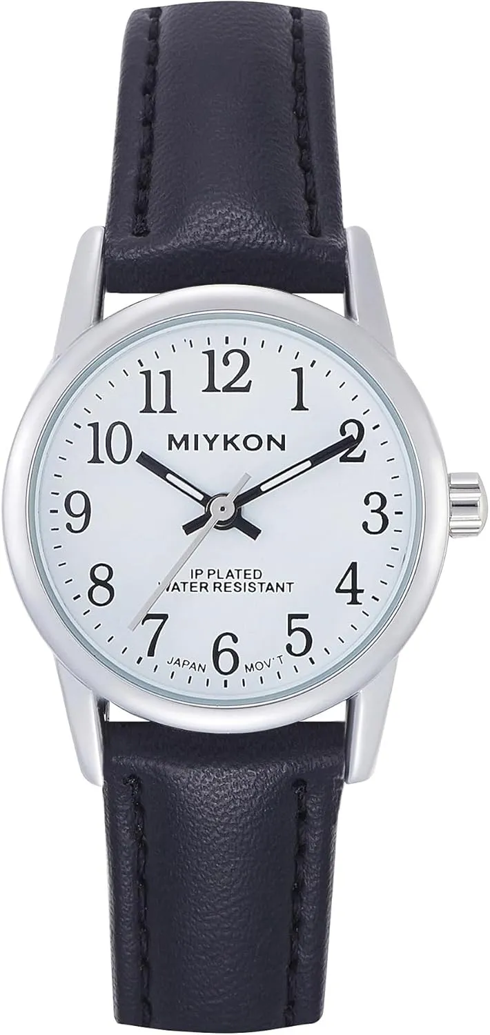 blurt stylish technological gravel Arab with Genuine Leather Strap, Easy Reader Nurse Watch with Second Hand - Ion Polished, Japan Quartz, Waterproof to 100ft Miykon Ladies Watches for Women - Dainty Analog Womens Watches for Small Wrists 
