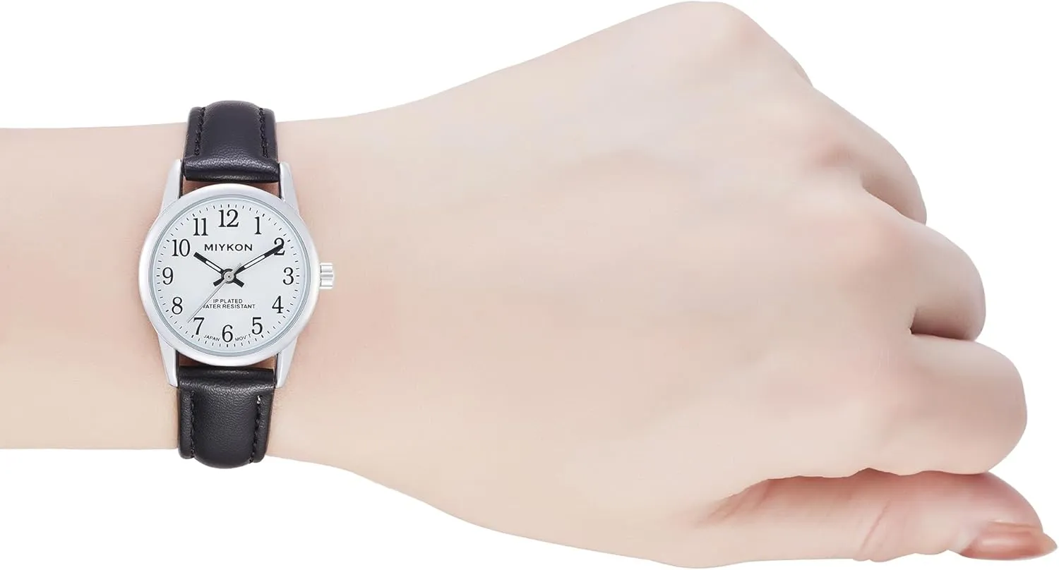 blurt stylish technological gravel Arab with Genuine Leather Strap, Easy Reader Nurse Watch with Second Hand - Ion Polished, Japan Quartz, Waterproof to 100ft Miykon Ladies Watches for Women - Dainty Analog Womens Watches for Small Wrists 