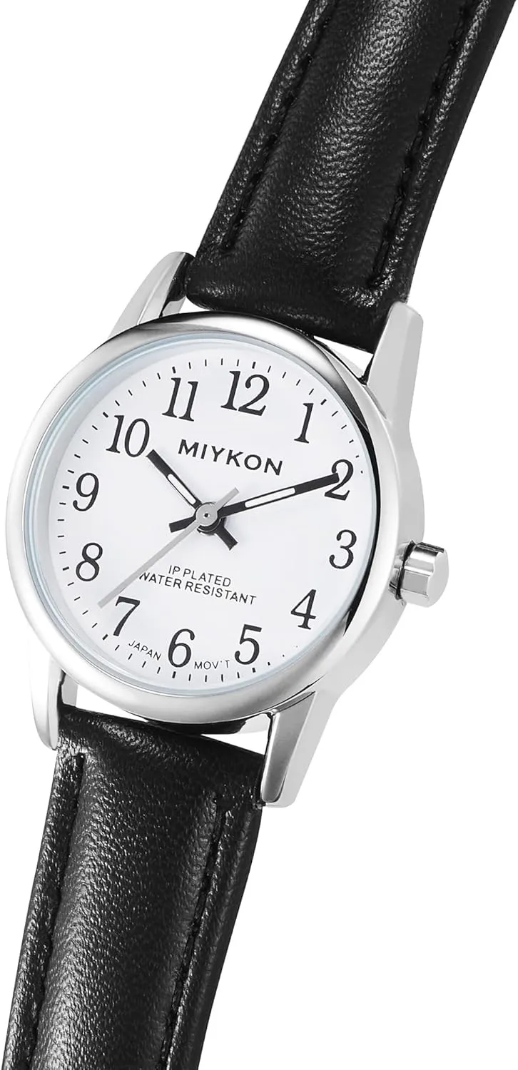 blurt stylish technological gravel Arab with Genuine Leather Strap, Easy Reader Nurse Watch with Second Hand - Ion Polished, Japan Quartz, Waterproof to 100ft Miykon Ladies Watches for Women - Dainty Analog Womens Watches for Small Wrists 