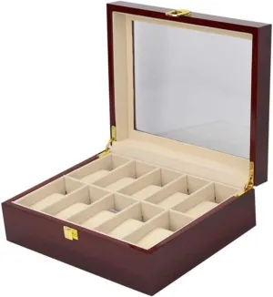 Box 10 Slots Holder Storage Organizer Case Collector with Clear Display Top Watch Box dismiss primacy Watch Case Classic Solid Wood Wooden Watch 