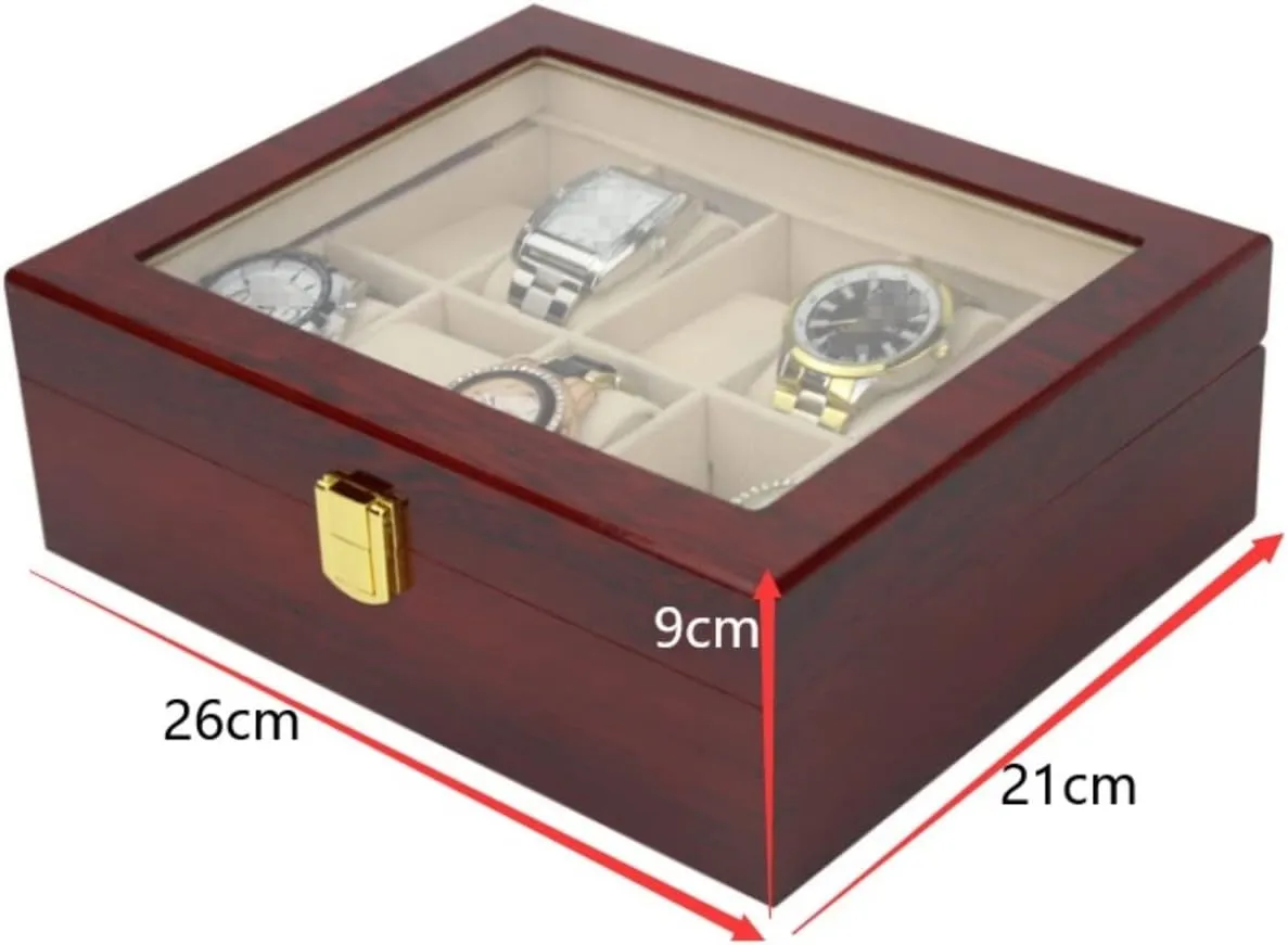 Box 10 Slots Holder Storage Organizer Case Collector with Clear Display Top Watch Box dismiss primacy Watch Case Classic Solid Wood Wooden Watch 