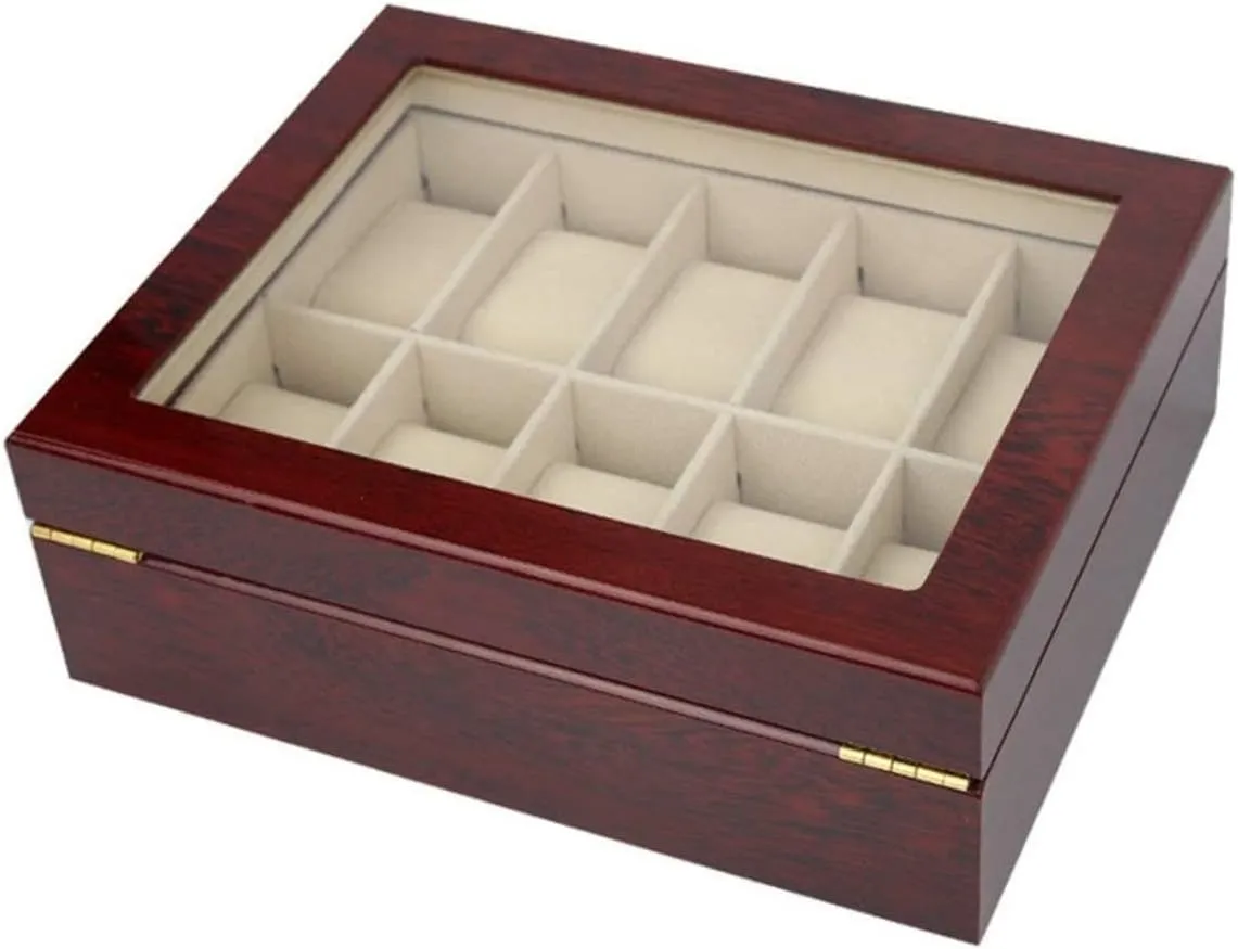 Box 10 Slots Holder Storage Organizer Case Collector with Clear Display Top Watch Box dismiss primacy Watch Case Classic Solid Wood Wooden Watch 