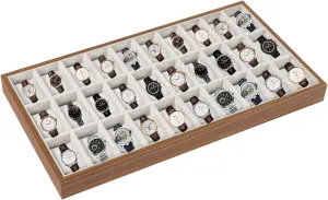 Box - 30 Compartment Jewelry Organizer Box with Velvet Lining, Elegant Watch Display Case for Collectors, Rings, and Accessories Storage Premium headquarter Wooden Watch Storage 