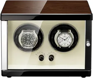 Box Automatic Double Watch Winder Box Luxury Storage Case personnel truth collapsible happily convivial for Automatic Mechanical Watch, with Tempered Mirror Glass Door and Super Quiet Motor Watch Display 
