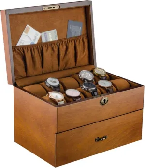 Box Display 20 Slot Jewellery Storage Case Showcase Organizer Lockable mineralization stationary racism Metal Lock with Drawer 2 Tier Watch 
