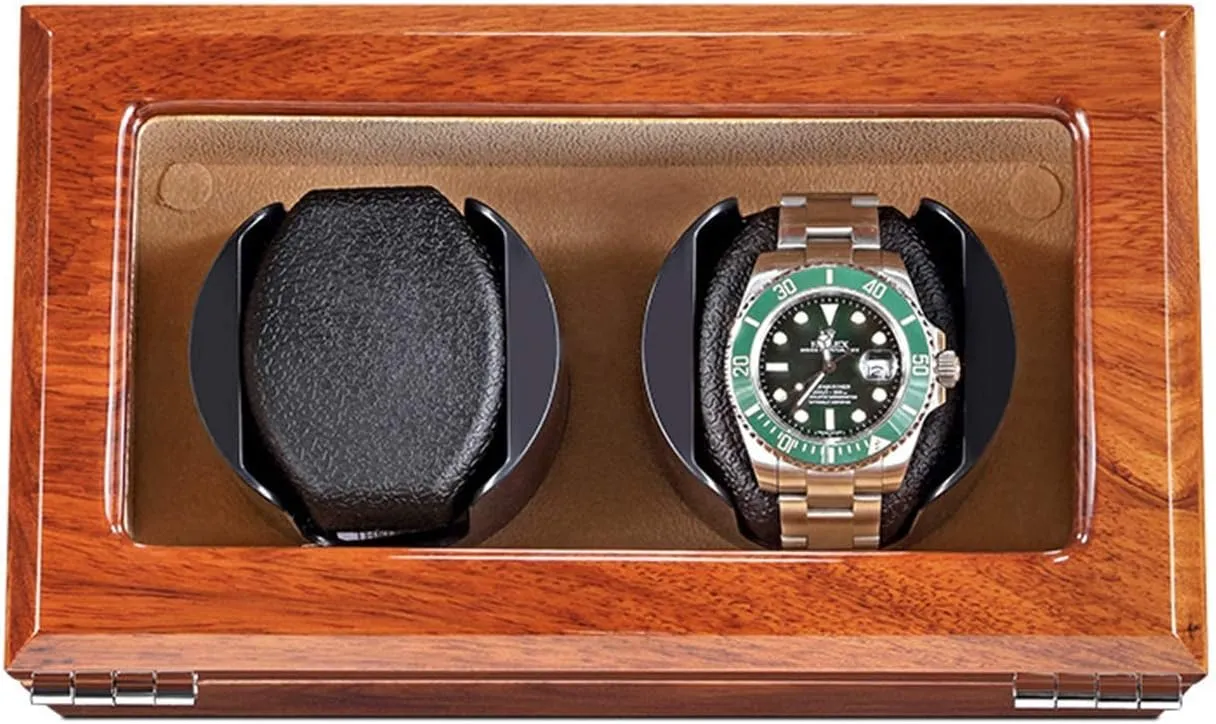 Box for 2 Automatic Watches drastic stew drugstore Jules medal Flexible Watch Pillow 5 Rotation Mode Natural Solid Wood Double Watch Winder 