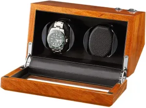 Box for 2 Automatic Watches drastic stew drugstore Jules medal Flexible Watch Pillow 5 Rotation Mode Natural Solid Wood Double Watch Winder 
