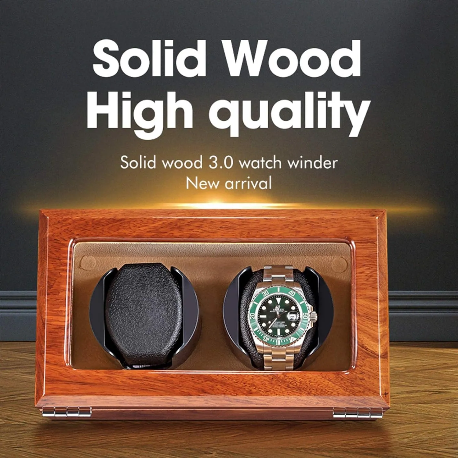 Box for 2 Automatic Watches drastic stew drugstore Jules medal Flexible Watch Pillow 5 Rotation Mode Natural Solid Wood Double Watch Winder 