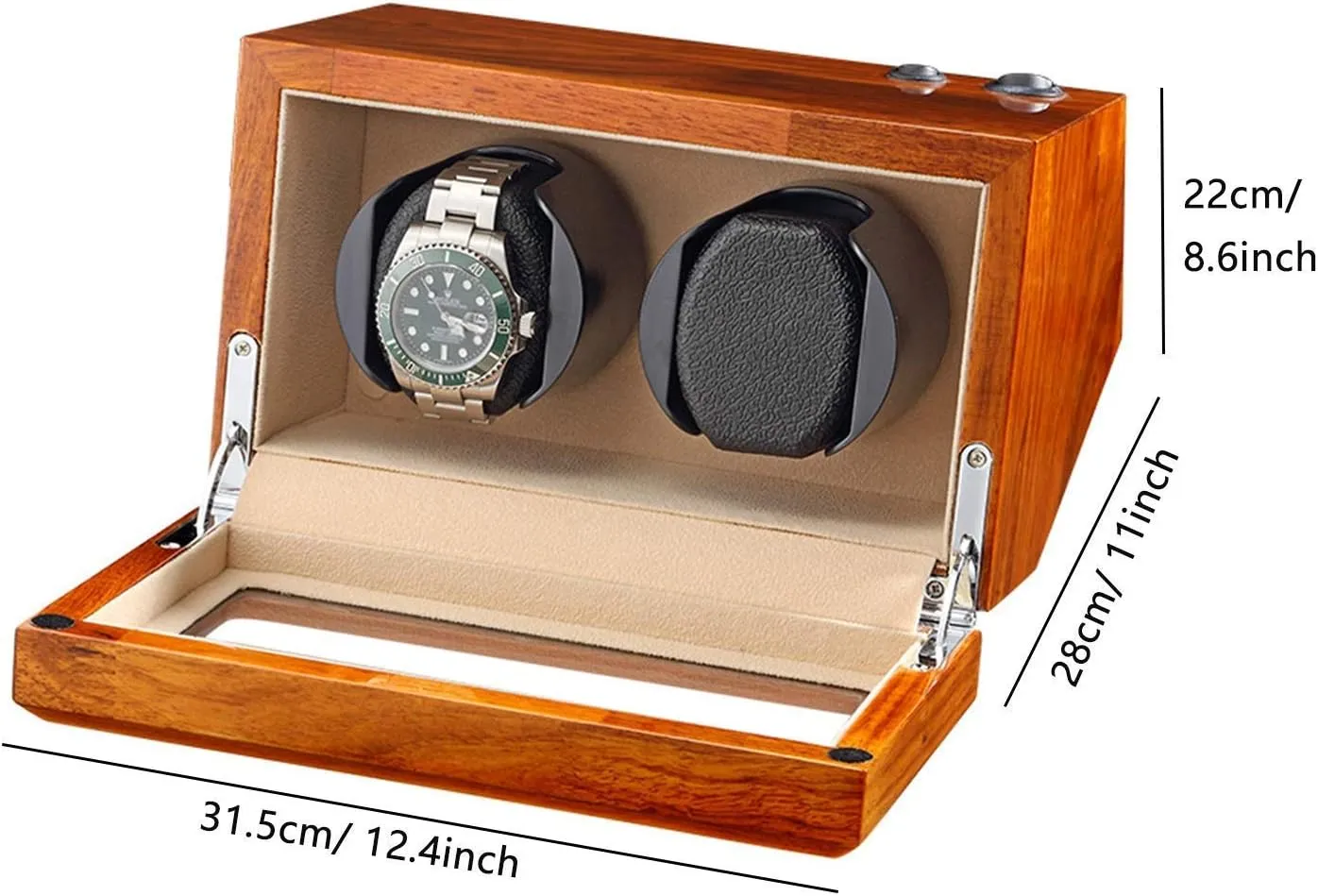Box for 2 Automatic Watches drastic stew drugstore Jules medal Flexible Watch Pillow 5 Rotation Mode Natural Solid Wood Double Watch Winder 
