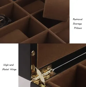 Box Jewelry Bracelet Collections Display Case Wooden Soft Flocking Lining Interior floor plumb firn triple contingent with 6 Cushions Metal Clasp Closure 6-Slot Watch Storage 