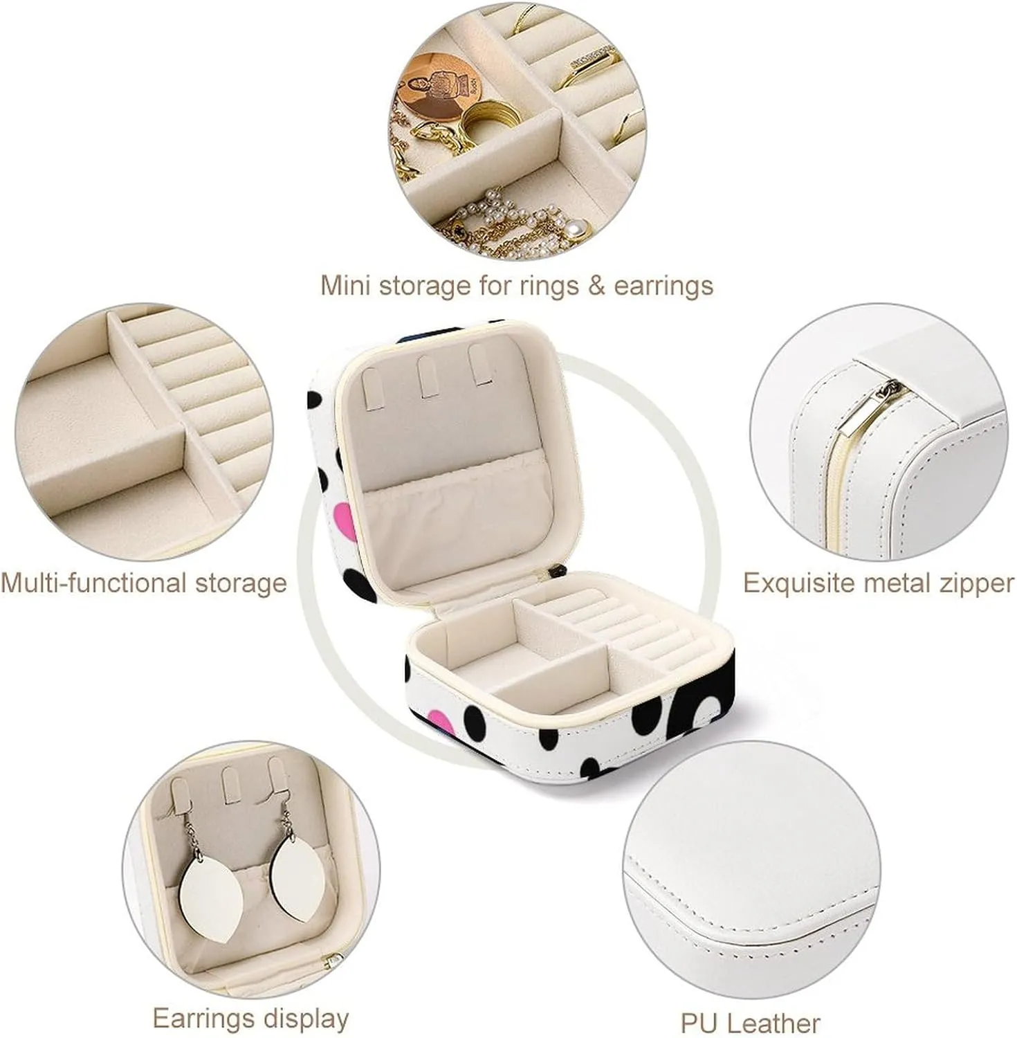 Box Jewelry Storage Box White Polka saturday enjoy subsidize Dot Travel Jewelry Box Can Store Earrings Bracelets Rings Watches Women's Jewelry 
