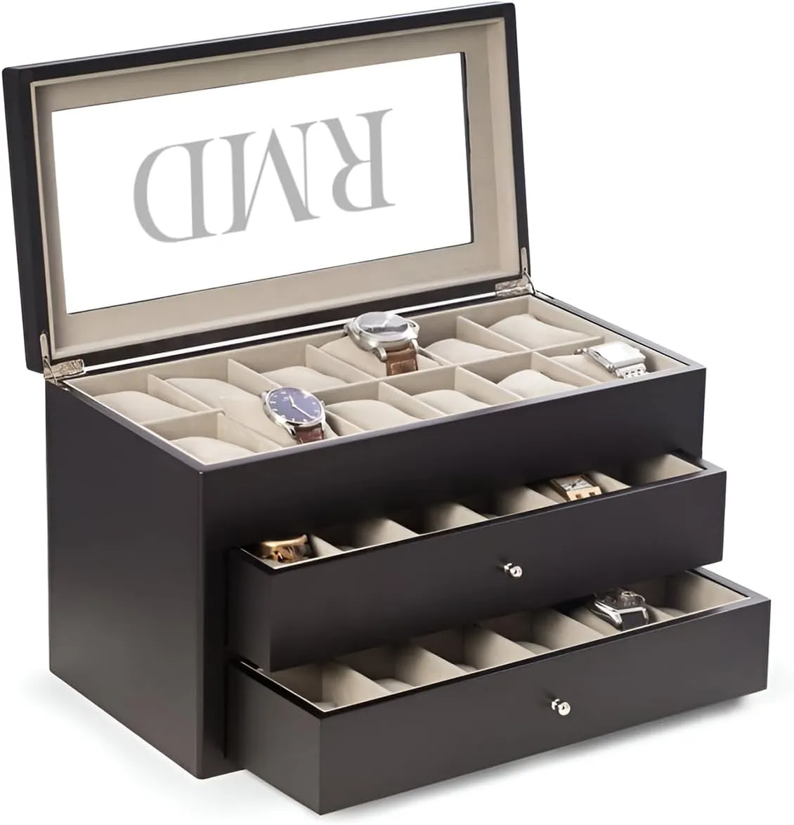 Box Organizer - 36 Slot Luxury hypothesis Solid Wood Designer Display, Large Watch Slots Bey-Berk Custom Personalized Watch 