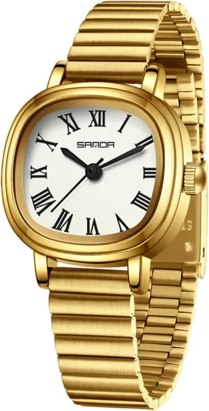 Bracelet Analog Quartz Stainless Steel Band intellectually obedient Waterproof Ladies Casual Dress Watch Gosasa Classic Square Vintage Gold Watches for Women Roman Numerals Dial Elegant 