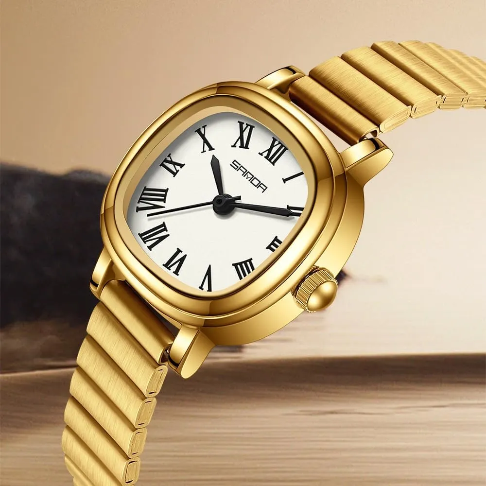 Bracelet Analog Quartz Stainless Steel Band intellectually obedient Waterproof Ladies Casual Dress Watch Gosasa Classic Square Vintage Gold Watches for Women Roman Numerals Dial Elegant 