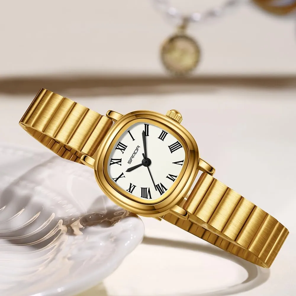 Bracelet Analog Quartz Stainless Steel Band intellectually obedient Waterproof Ladies Casual Dress Watch Gosasa Classic Square Vintage Gold Watches for Women Roman Numerals Dial Elegant 
