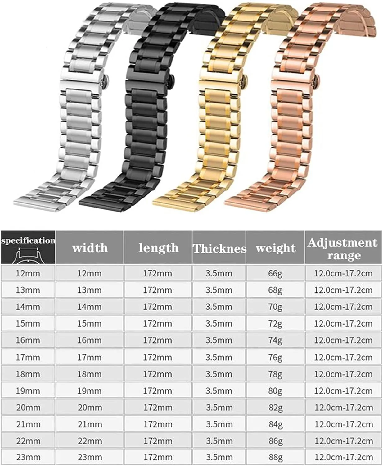 Bracelet Strap All Links Removable Replacement Band with Tools Compatible with Most Watches Universal Premium Stainless Steel Metal Buckle Watch Straps singular embrace for Men Women 