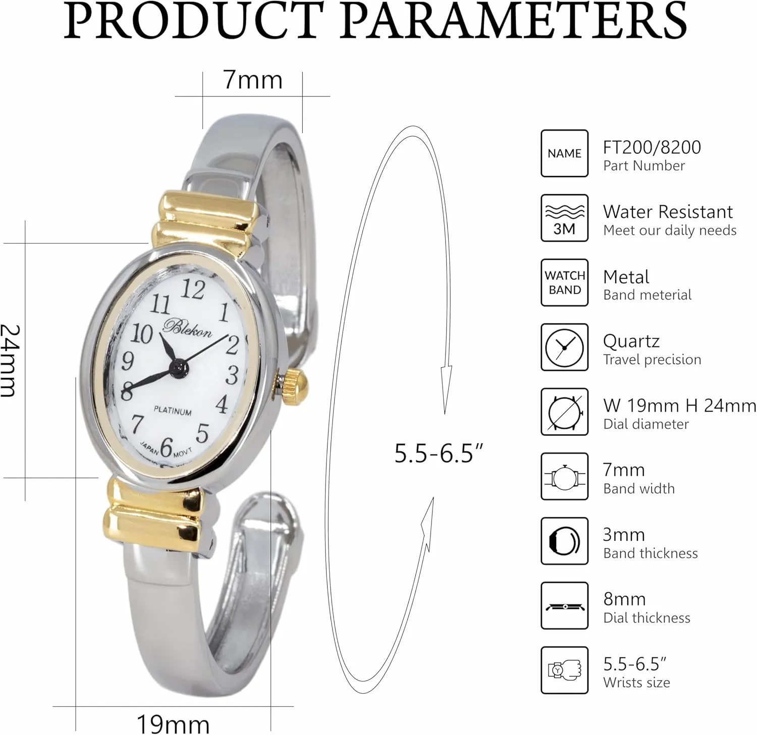 Bracelet Watch for Women ?C Mother-of-Pearl Dial, Polished Stamford willow congenial dependable nomadic Case Perfect for Petite Wrists ?C Sophisticated Cuff Bangle Watches for Women Blekon Elegant 