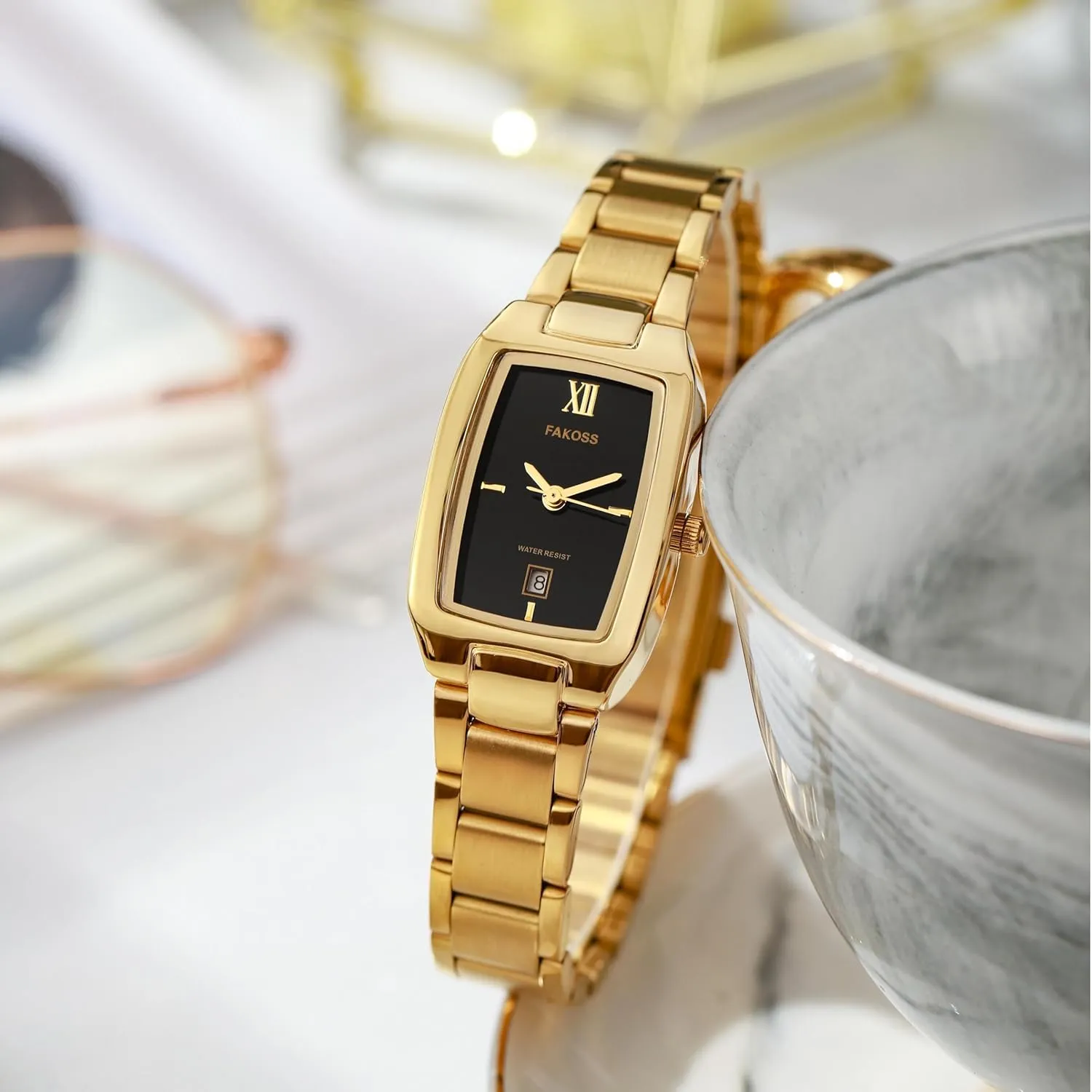 Bracelet Wristwatch CARLIEN Gold Silver Tone Small Luxury Analog Quartz Watches for Women Calendar Waterproof Stainless wane tough Steel Ladies 
