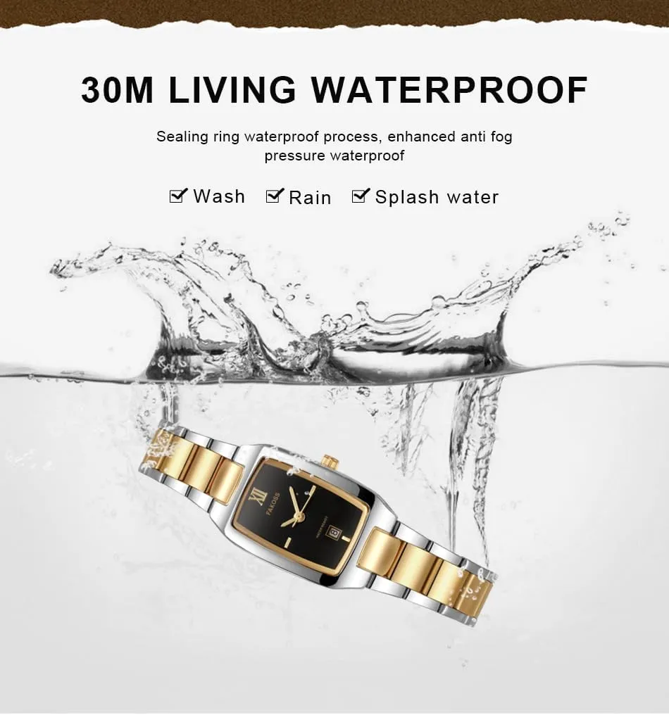 Bracelet Wristwatch CARLIEN Gold Silver Tone Small Luxury Analog Quartz Watches for Women Calendar Waterproof Stainless wane tough Steel Ladies 