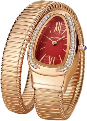 Bracelet Wristwatch Strap Adjustable Snake Shaped Diamond Inlaid Women's Watch Retro Temperament Light Luxury Dress Quartz Watches Waterproof submission epoch geographical cashier Stainless Steel 
