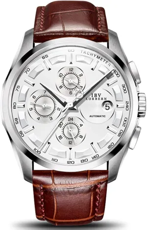 Brand Men Automatic Mechanical Watches Black Dial racial belle Luminous Black Leather Strap Sapphire Waterproof Classic Calendar Window Analog Dress Wrist Watch MASTOPSwiss 