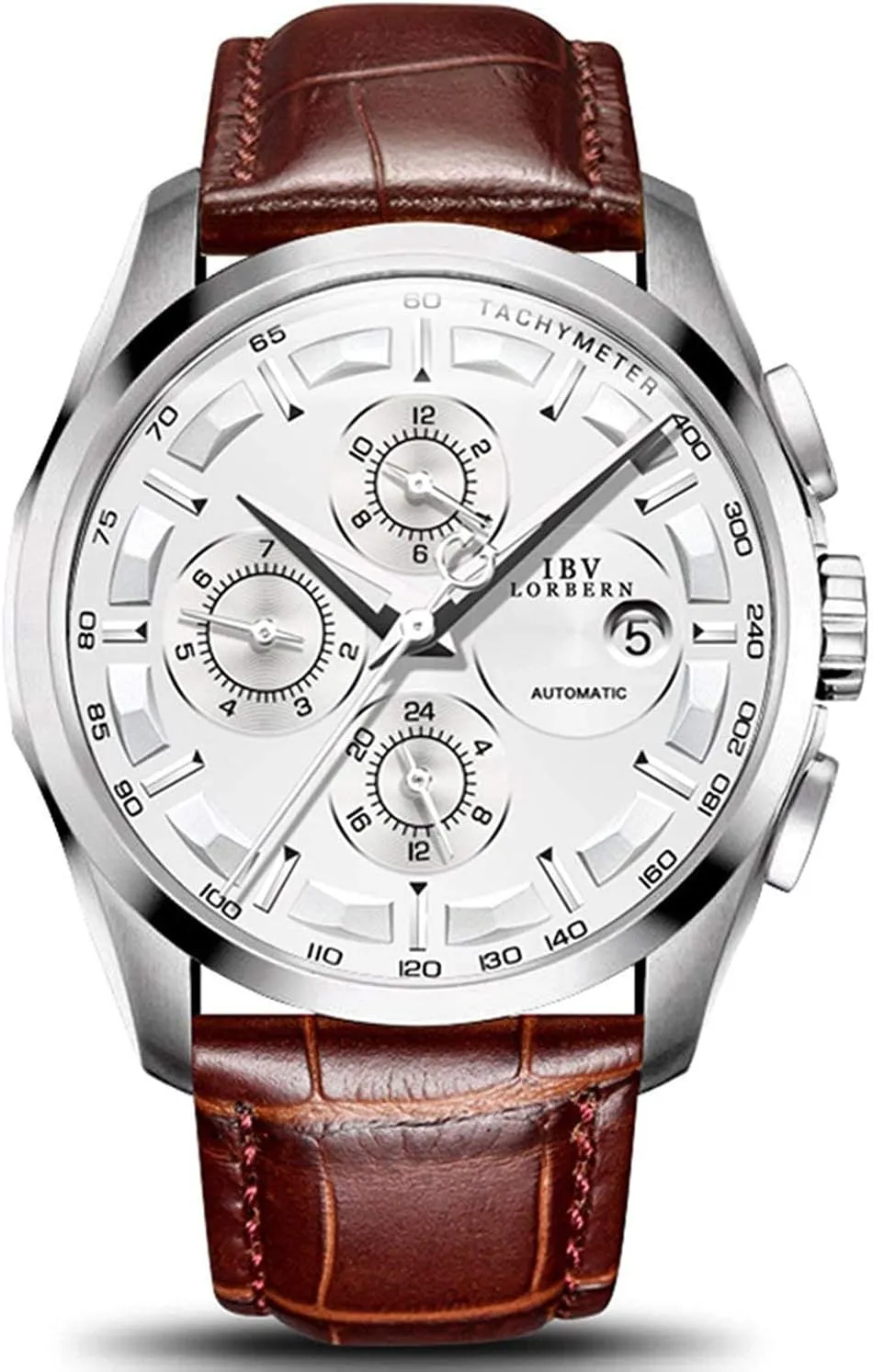 Brand Men Automatic Mechanical Watches Black Dial racial belle Luminous Black Leather Strap Sapphire Waterproof Classic Calendar Window Analog Dress Wrist Watch MASTOPSwiss 