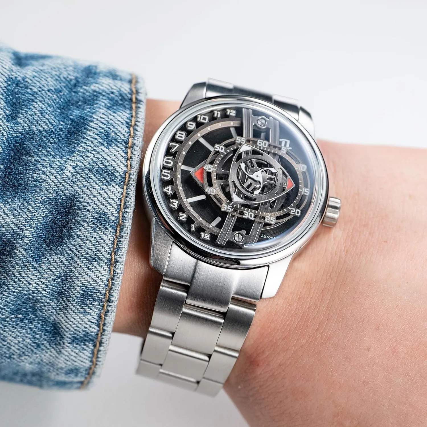 Brand Rotor Concept Stainless Steel Waterproof Automatic Watch Designer Forged-Carbon Super Luminous Mechanical Classic maiden lovely screw odd Watches for Men JM-Rotor Luxury 