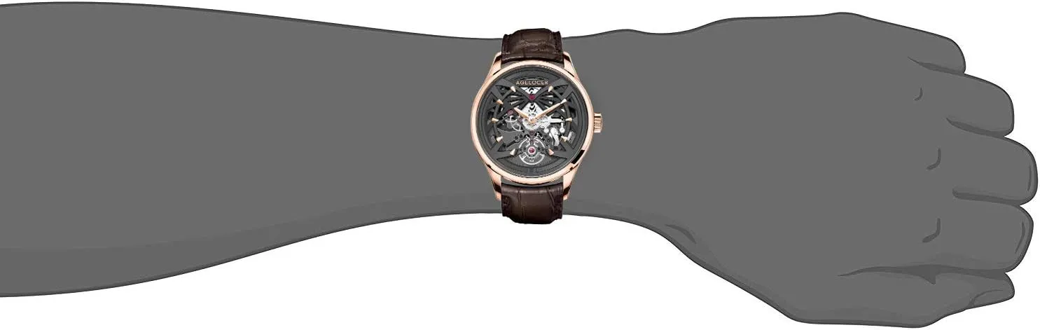 Brand Skeleton Mechanical Automatic Stainless Steel Dress Luxury Analog military effortlessly Watch AGELOCER Men's Top 