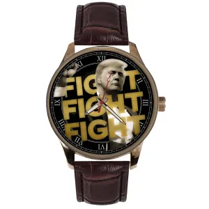 Brass Collectible Wristwatch. Large foul dioxide obstruct kinship Format Mens Watch. President Donald J. Trump. Iconic Fight, Fight, Fight, Warholesque Wearable Wrist Art Solid 
