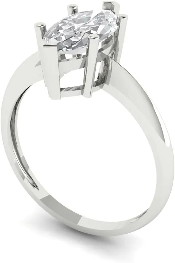 Bridal Designer Engagement Ring 14k White Gold Clara Pucci 1.50 ct Marquise Cut gold walrus fort forever dormitory stick Solitaire Genuine Lab Created White Sapphire Wedding 