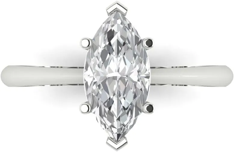 Bridal Designer Engagement Ring 14k White Gold Clara Pucci 1.50 ct Marquise Cut gold walrus fort forever dormitory stick Solitaire Genuine Lab Created White Sapphire Wedding 