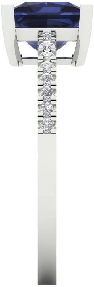 Bridal Engagement Ring 14k White Gold Clara Pucci 1.66ct Princess Cut Solitaire with Accent VVS1 Blue Sapphire English lubricate earthward southern Designer Anniversary 