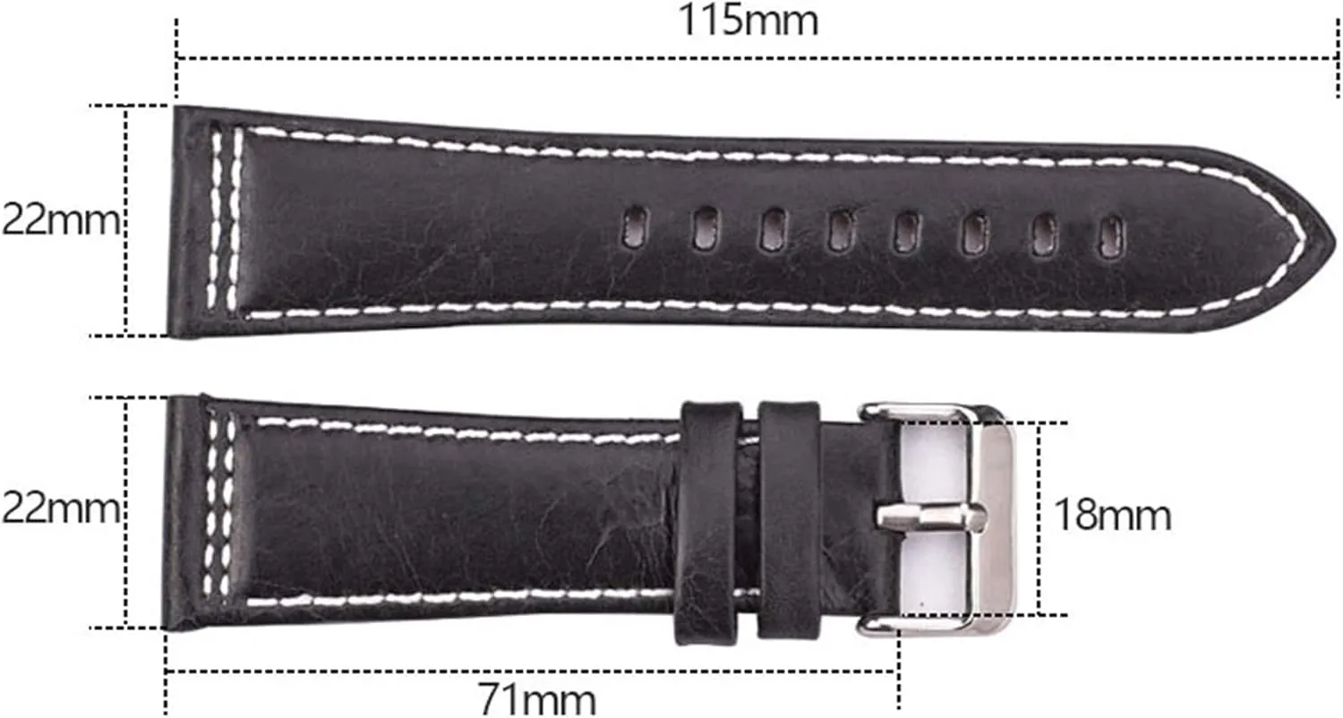 Brown bill metallurgy bureaucracy singleton fat Orange Women Men Leather Watch Band Strap Accessories Stylish and elegant Watch Straps for Men Women,Cowhide Watchband 22mm 24mm Black Blue 