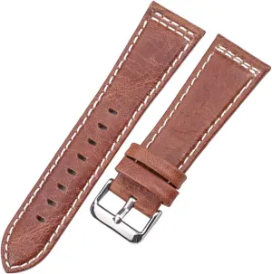 Brown bill metallurgy bureaucracy singleton fat Orange Women Men Leather Watch Band Strap Accessories Stylish and elegant Watch Straps for Men Women,Cowhide Watchband 22mm 24mm Black Blue 