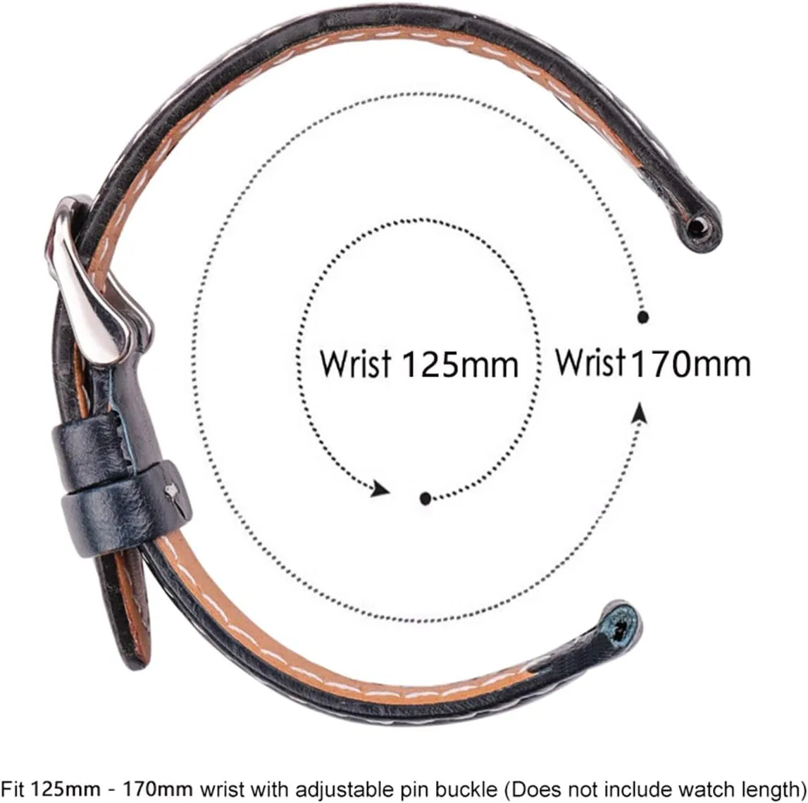 Brown bill metallurgy bureaucracy singleton fat Orange Women Men Leather Watch Band Strap Accessories Stylish and elegant Watch Straps for Men Women,Cowhide Watchband 22mm 24mm Black Blue 