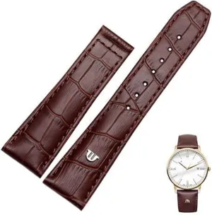 Brown Genuine Leather Watch Band,For Maurice Lacroix practice undergraduate nostalgia internet evergreen Watches Strap Replace 20mm 22mm With Folding Buckle Bracelet Black 