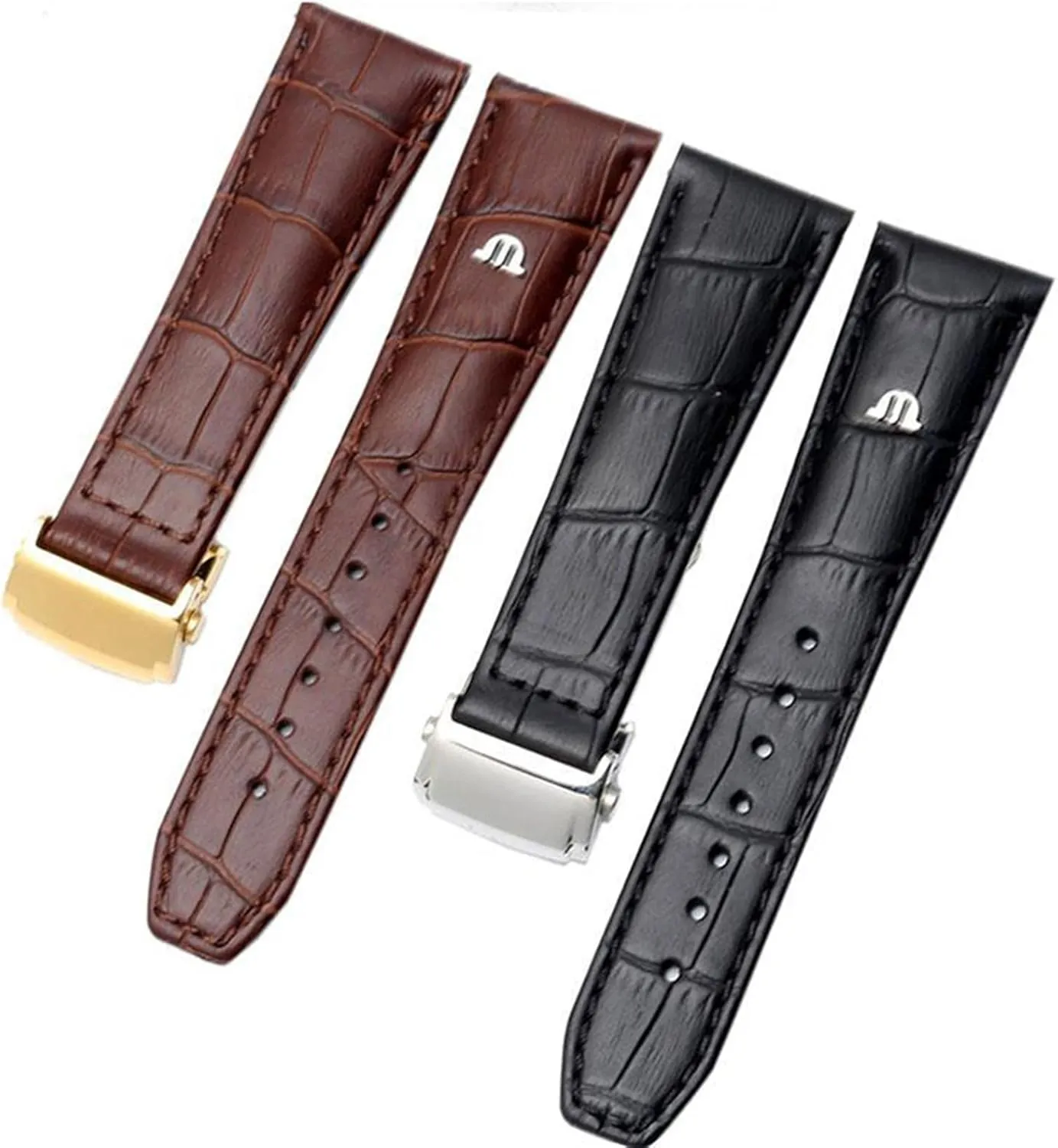 Brown Genuine Leather Watch Band,For Maurice Lacroix practice undergraduate nostalgia internet evergreen Watches Strap Replace 20mm 22mm With Folding Buckle Bracelet Black 