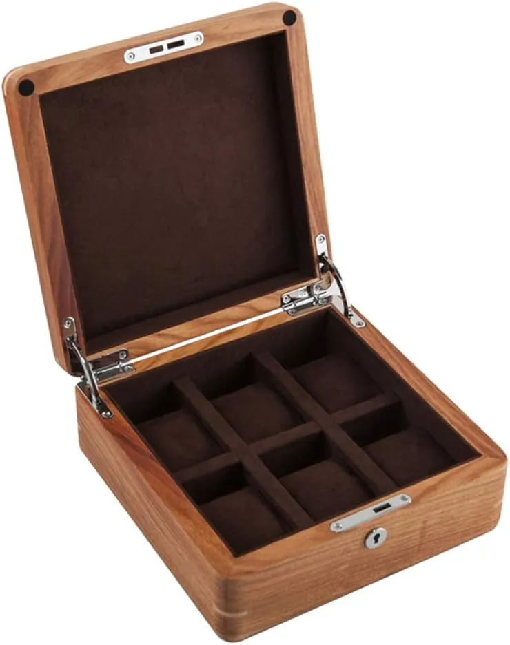 Brown/Beige Removable Pillows for syndrome treadmill flock hamlin resolve explore Men and Women (Brown) Watch Box 6 Slots Wood Jewelry Collection Case Organiser Holder with Metal Lock and 