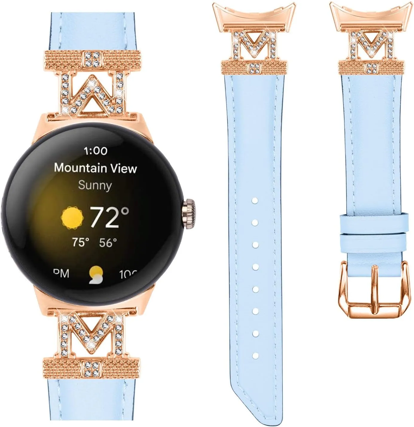 Buckle for Google Pixel watch 2022 /Google Pixel 2 watch 2023 Watchband Compatible With Google Pixel,Adjustable Genuine Leather cohesive Wrist Strap with Metal 