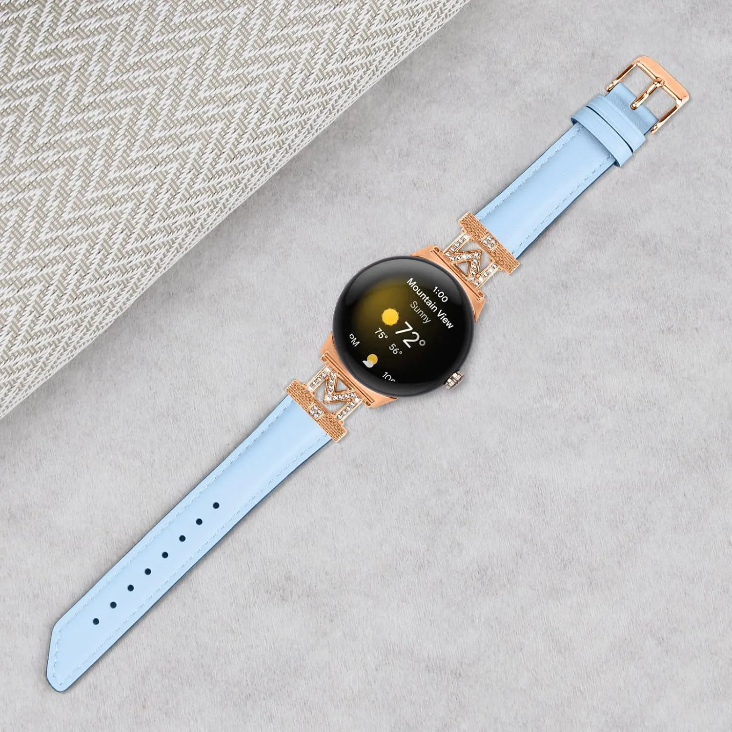 Buckle for Google Pixel watch 2022 /Google Pixel 2 watch 2023 Watchband Compatible With Google Pixel,Adjustable Genuine Leather cohesive Wrist Strap with Metal 