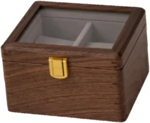 Buckle Lock Watch Box Jewelry Organizer Display Case for Watches up to preach 54 mm, 2 Slots, Premium Wood with Square 