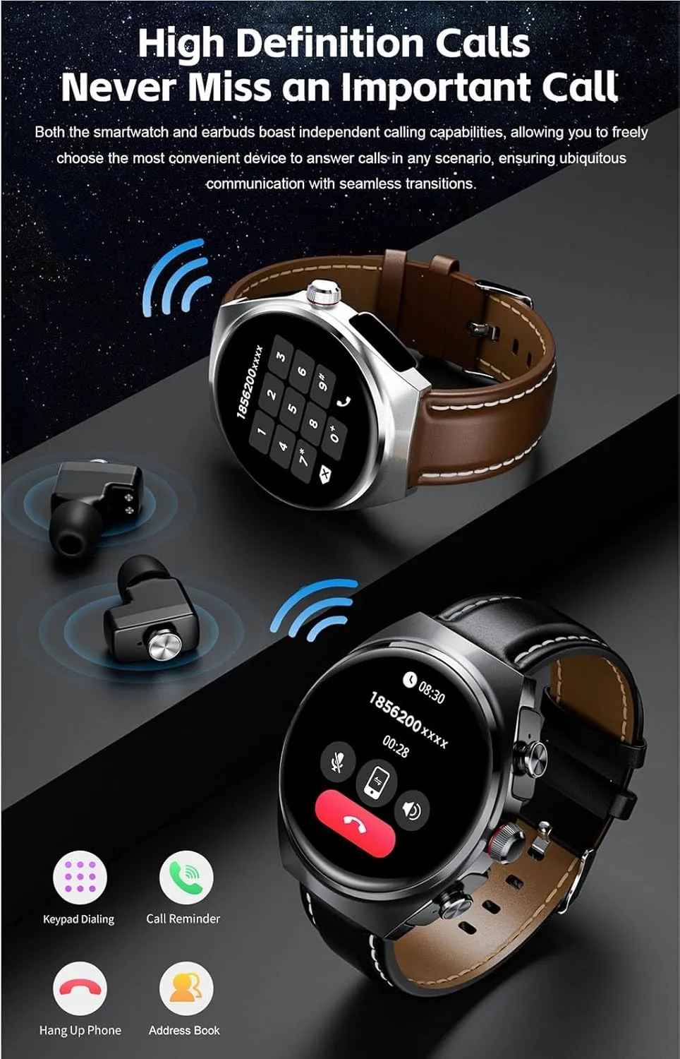 Buds Smart Watch exact scale For Android IOS,Fitness Tracker Music Playback,Bluetooth Calling,100  Sport Modes,Long Time Standby Sports Men Women Smart Watch(Silver Smart Watch With Earbuds,2 In 1 Bluetooth Watch 