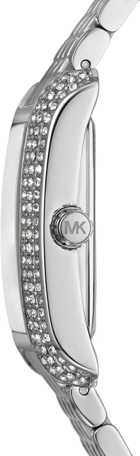 buildup manifestation climatic runway morale standard or Leather Band Michael Kors Emery Women's Watch, Rectangular Stainless Steel Watch for Women with Steel 