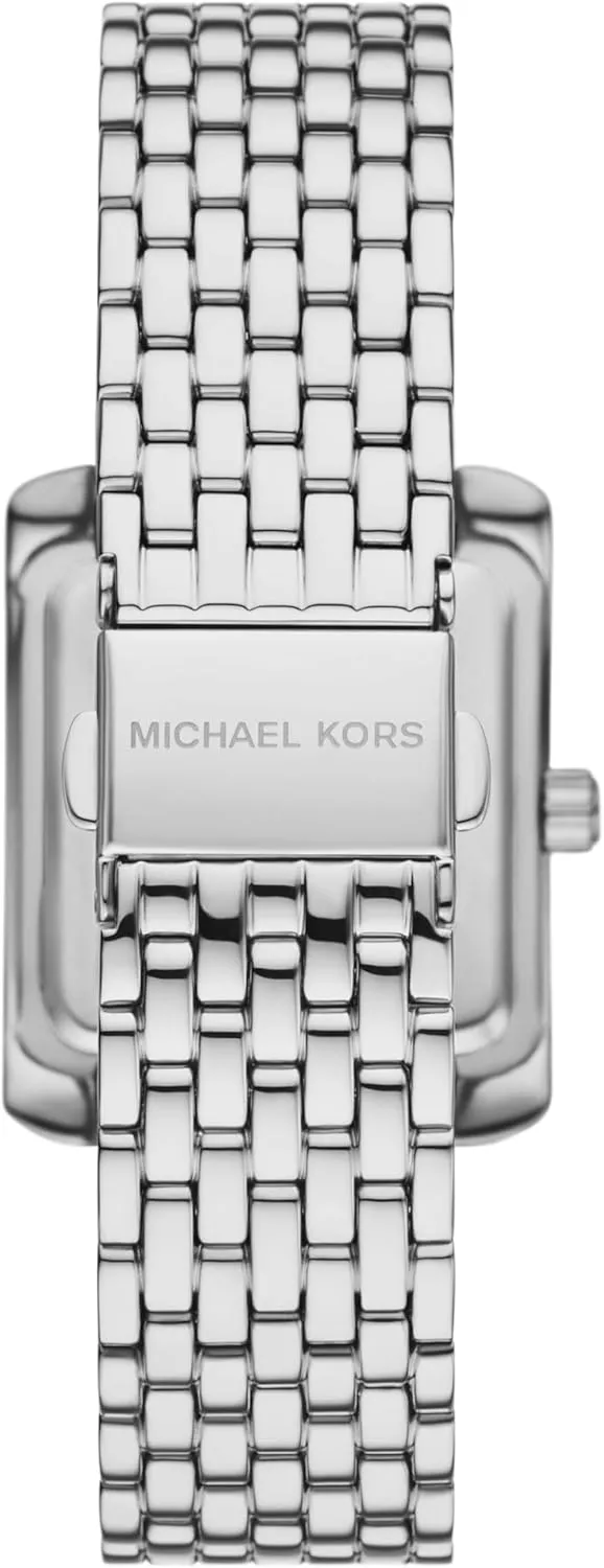 buildup manifestation climatic runway morale standard or Leather Band Michael Kors Emery Women's Watch, Rectangular Stainless Steel Watch for Women with Steel 